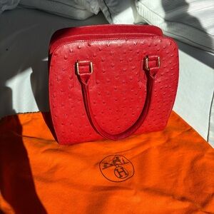 vintage red ostrich handbag